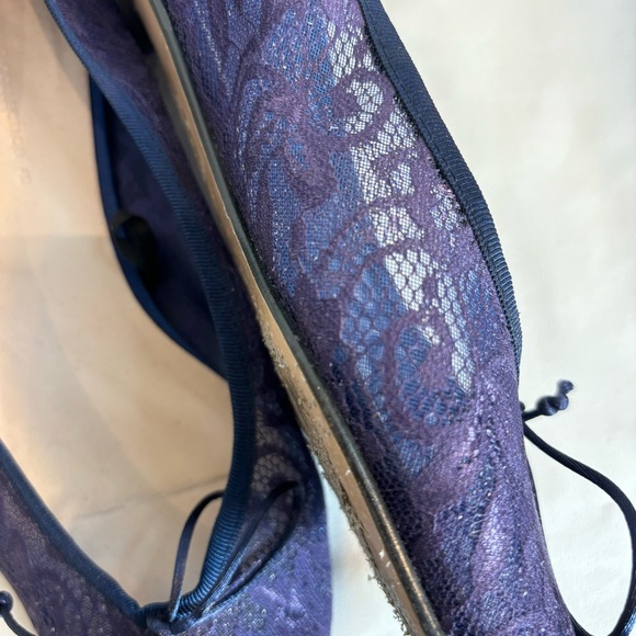 ZARA COLLECTION Sz 40 Pointy Ballet Flats Sheer Lace Tiny Bow Shoes - Picture 7 of 10